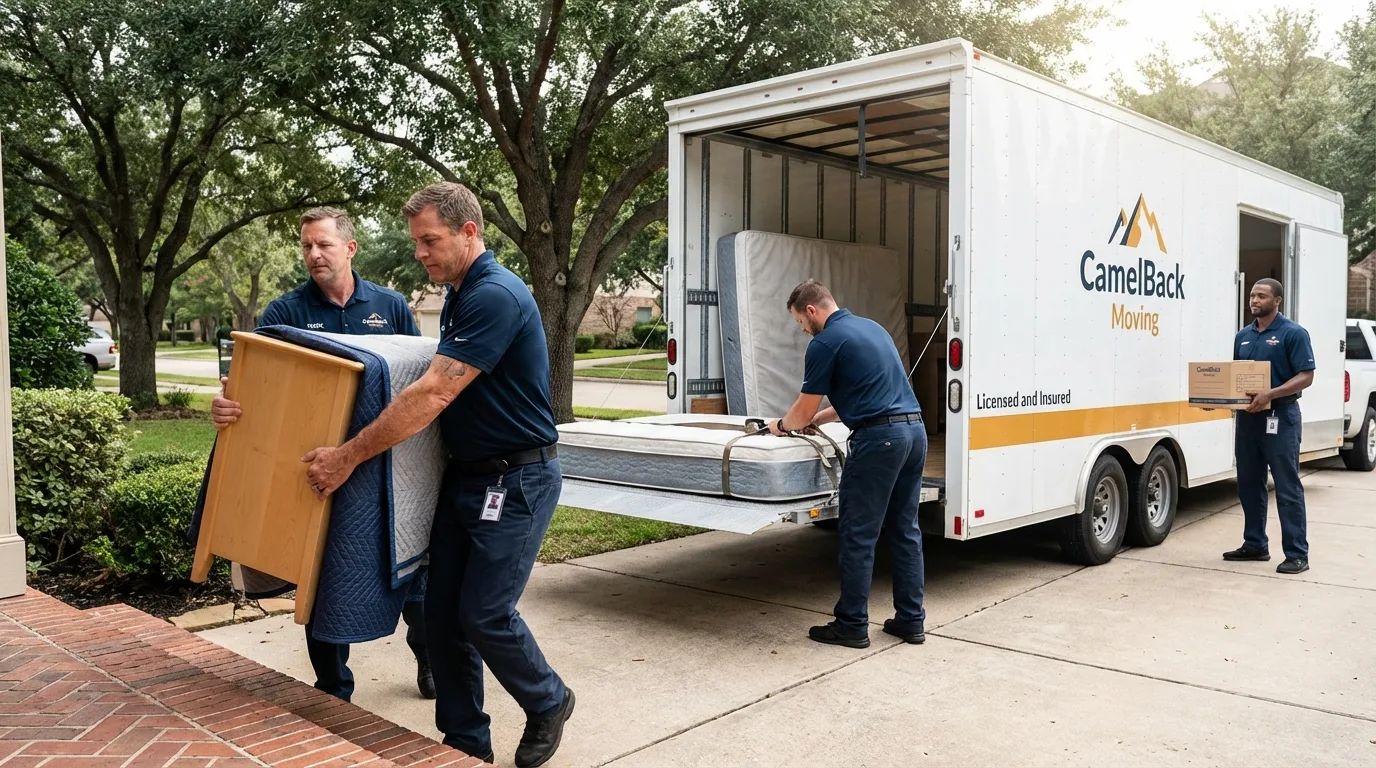 Crew loading residential truck for cross-state move from Athens, PA