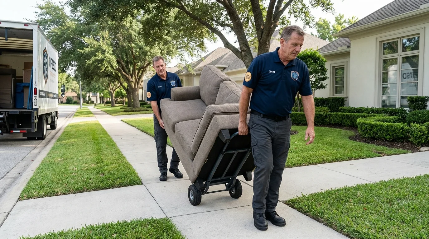Local residential moving crew loading furniture in Athens, PA